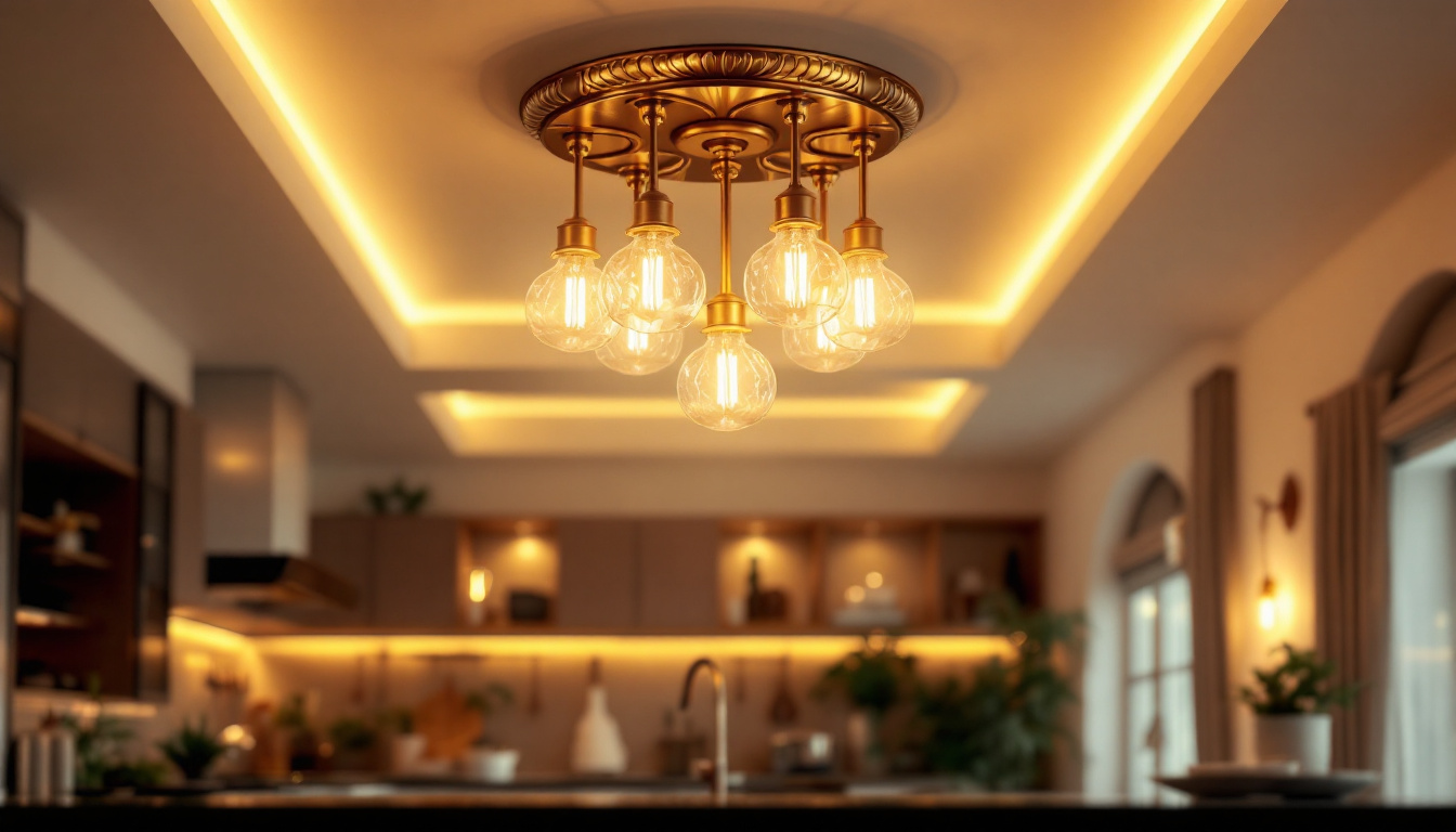 A photograph of a beautifully designed kitchen ceiling light fixture