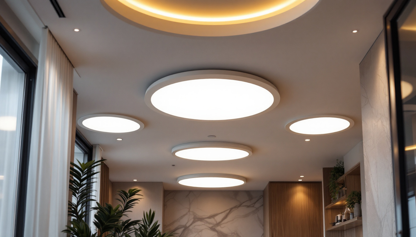 A photograph of a beautifully designed room featuring various styles of recessed lighting covers