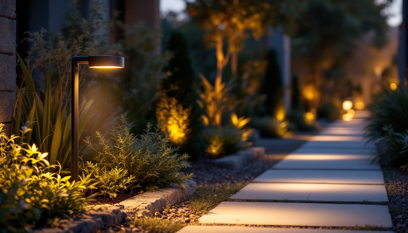 A photograph of a beautifully illuminated outdoor space featuring a stylish led exterior light fixture