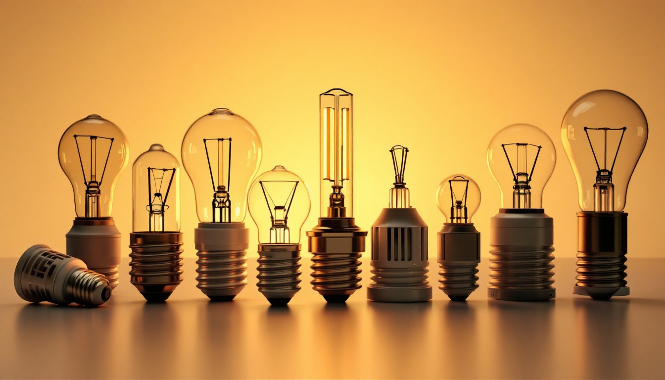 A photograph of a variety of light bulb sockets arranged aesthetically