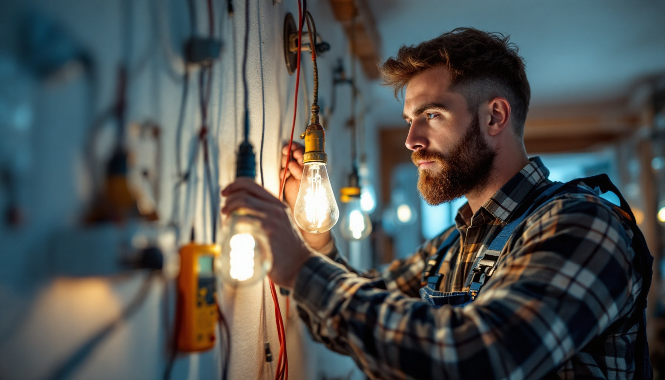 A photograph of a skilled electrician in action