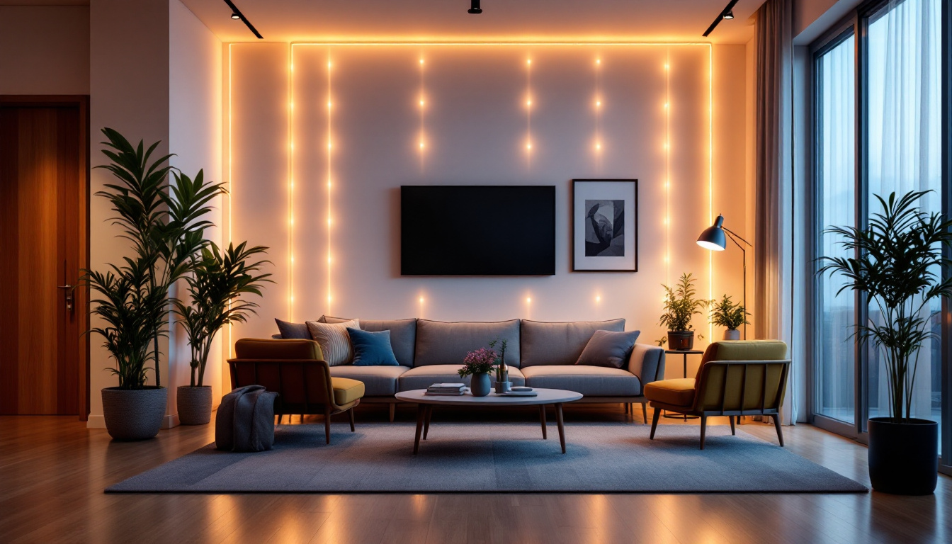 A photograph of a beautifully arranged led tape strip lighting installation in a modern interior setting