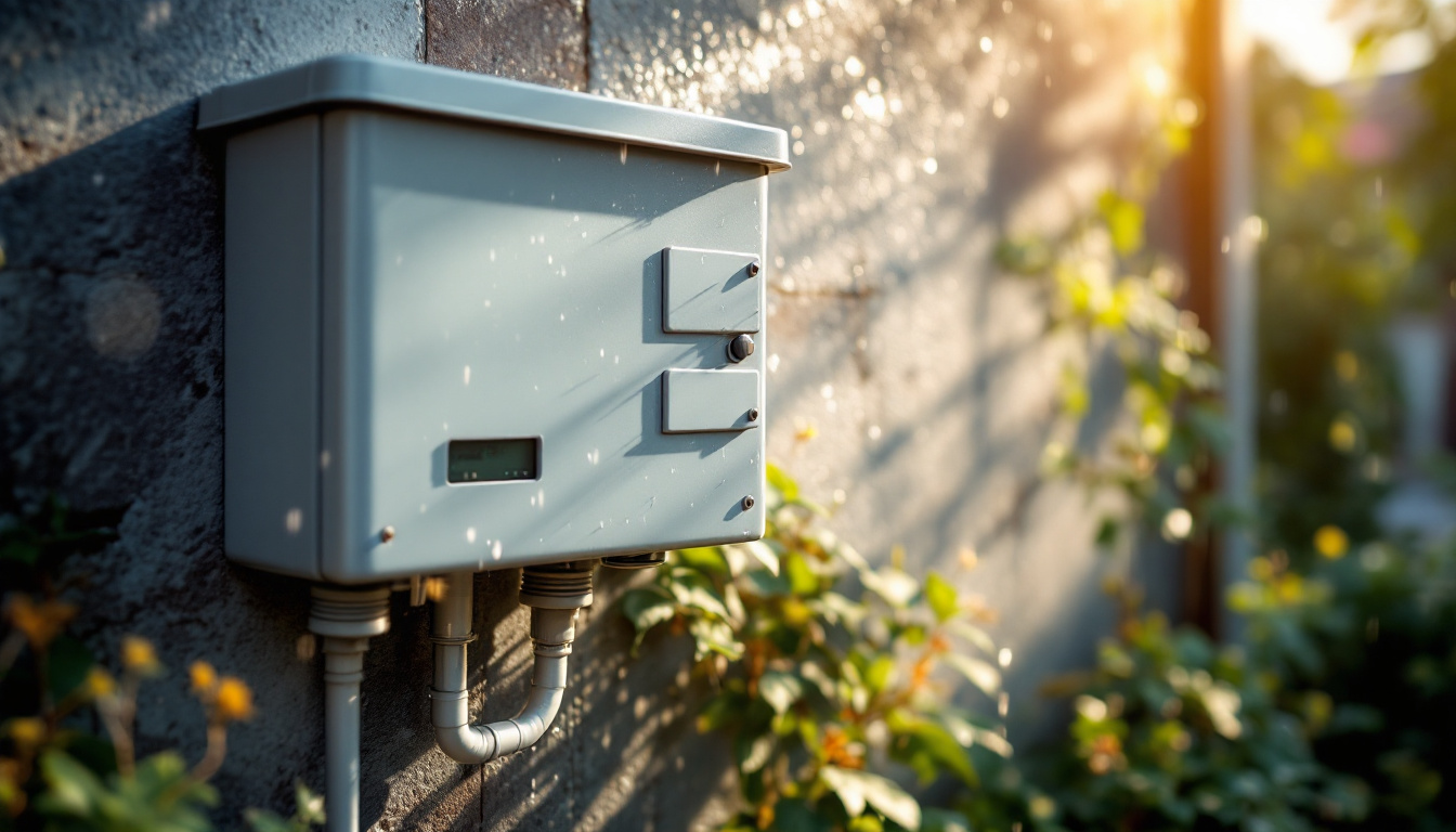 A photograph of a weather-resistant electrical box installed outdoors