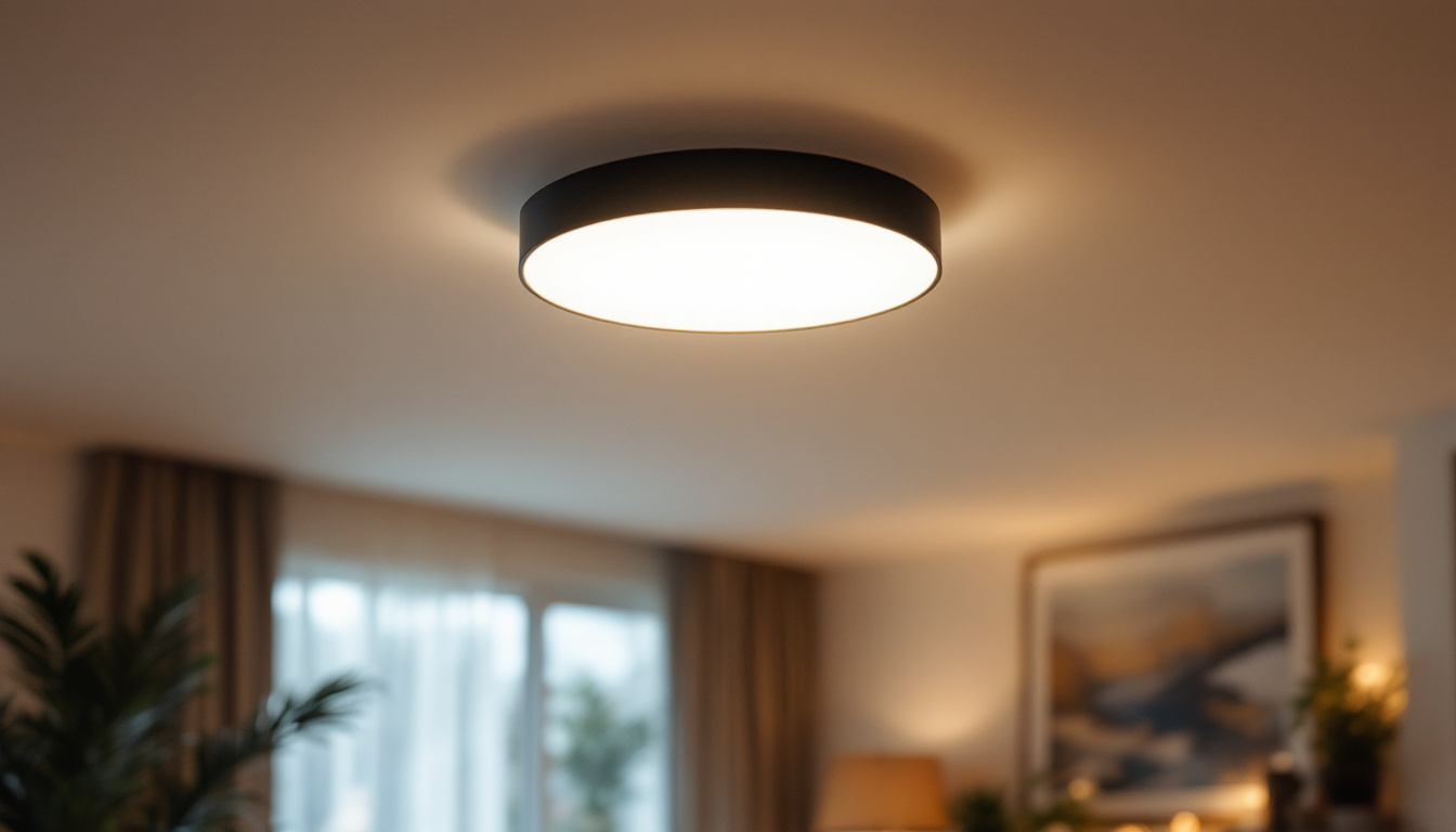 A photograph of a stylish ceiling light flush mount installed in a well-decorated room