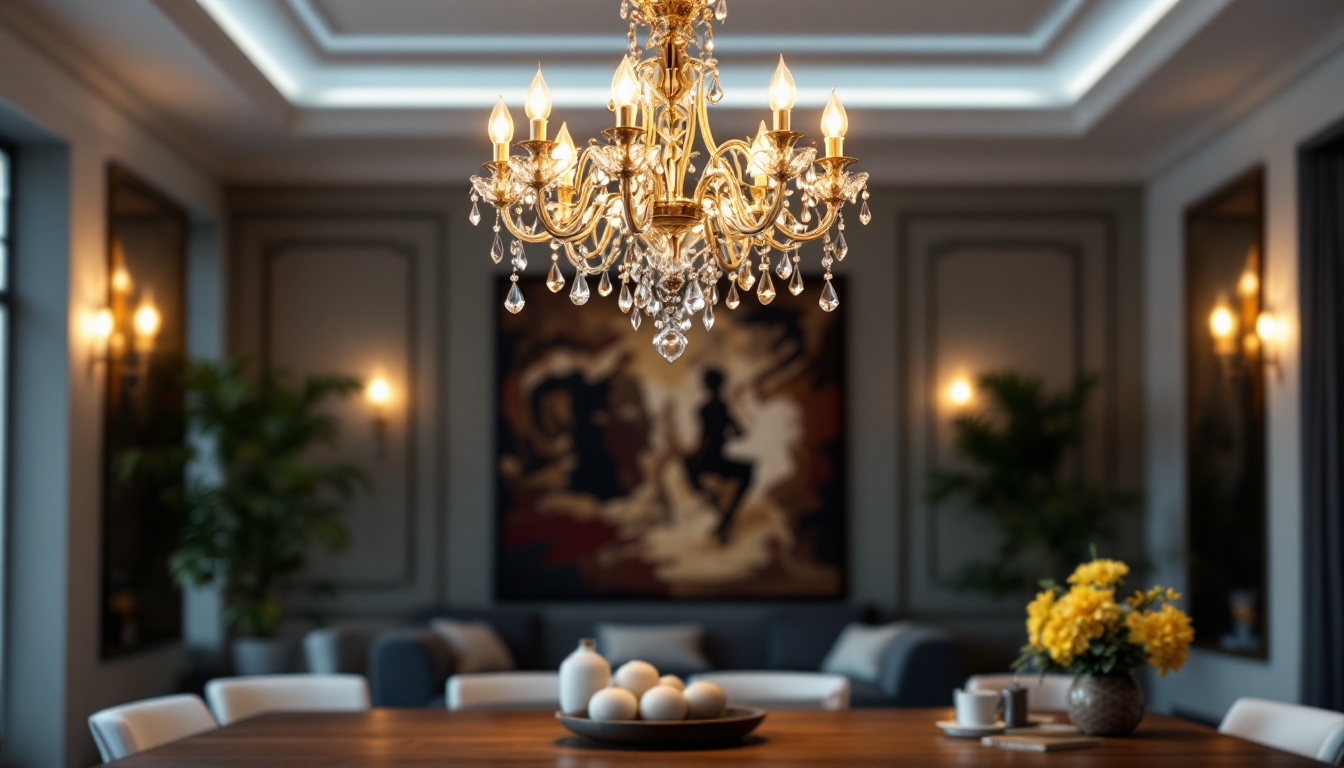 A photograph of a beautifully styled light chandelier in an elegant setting