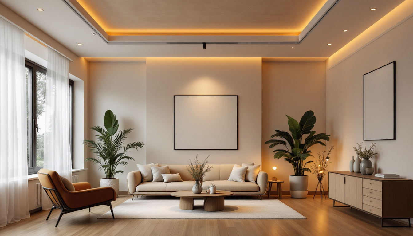 A photograph of a beautifully designed room featuring flush lights in various settings