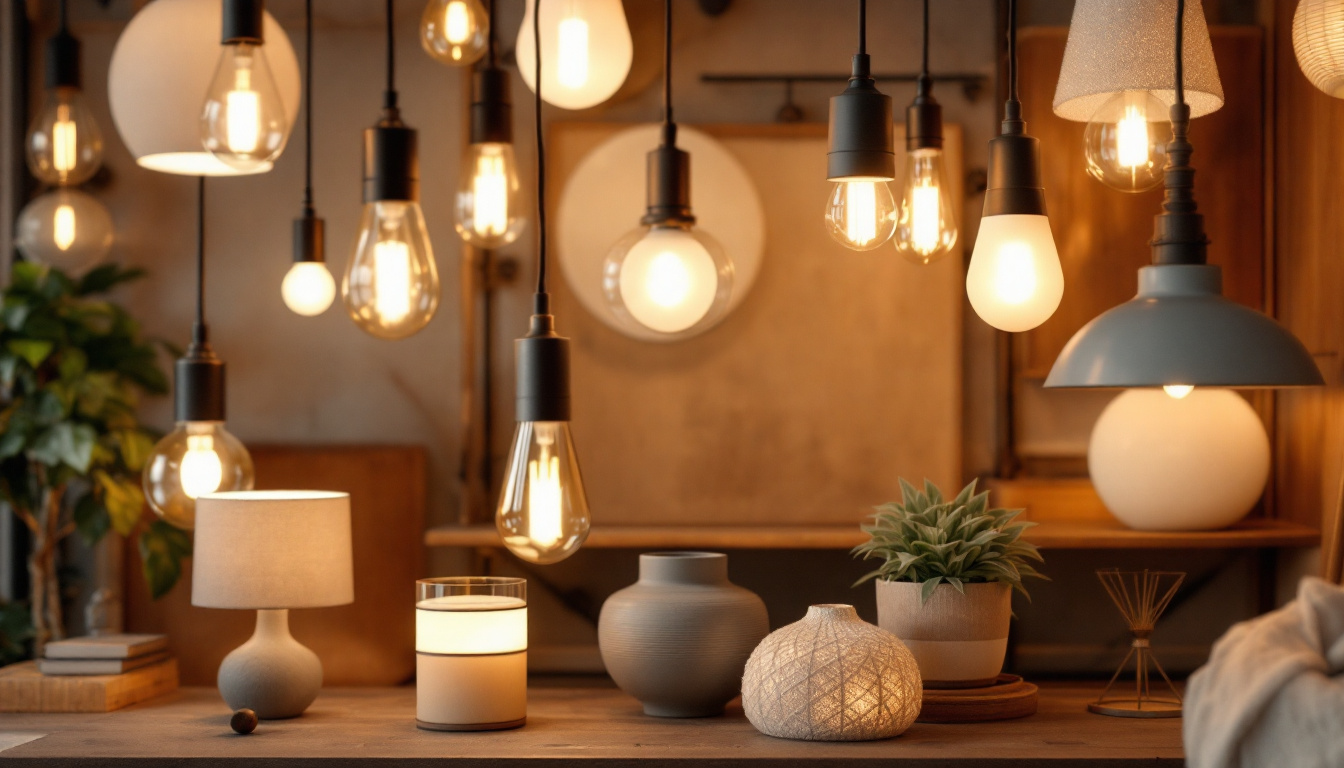 A photograph of a beautifully arranged display of various used lighting fixtures