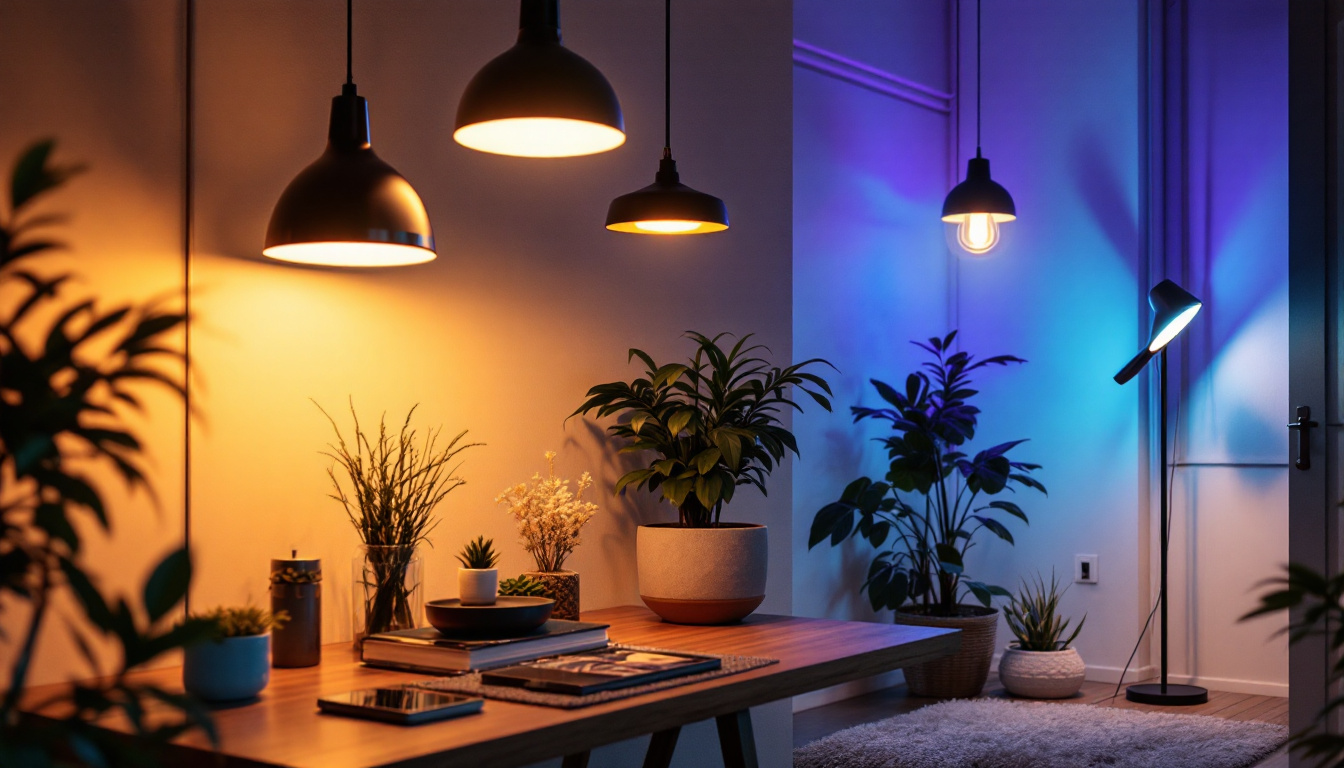 A photograph of a beautifully lit interior space showcasing various types of ilp lighting fixtures in use