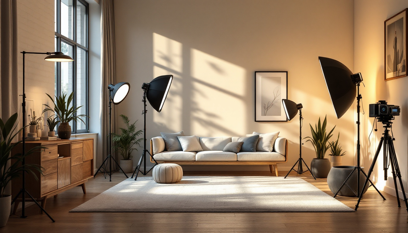 A photograph of a stylishly designed room with various lighting options