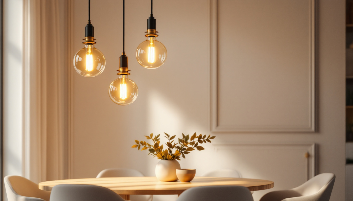 A photograph of a beautifully styled dining room featuring elegant hanging lights that highlight the ambiance and design of the space
