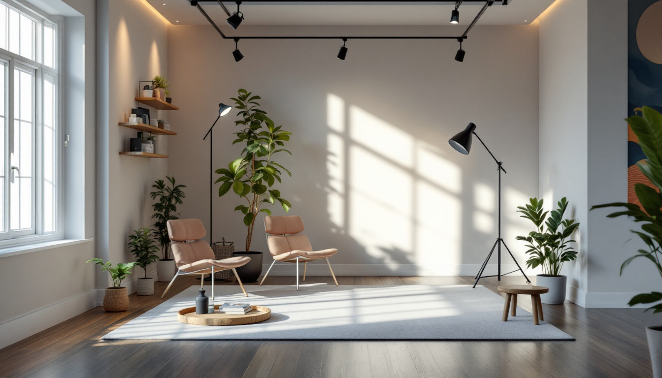 A photograph of a well-lit interior space showcasing various lighting solutions