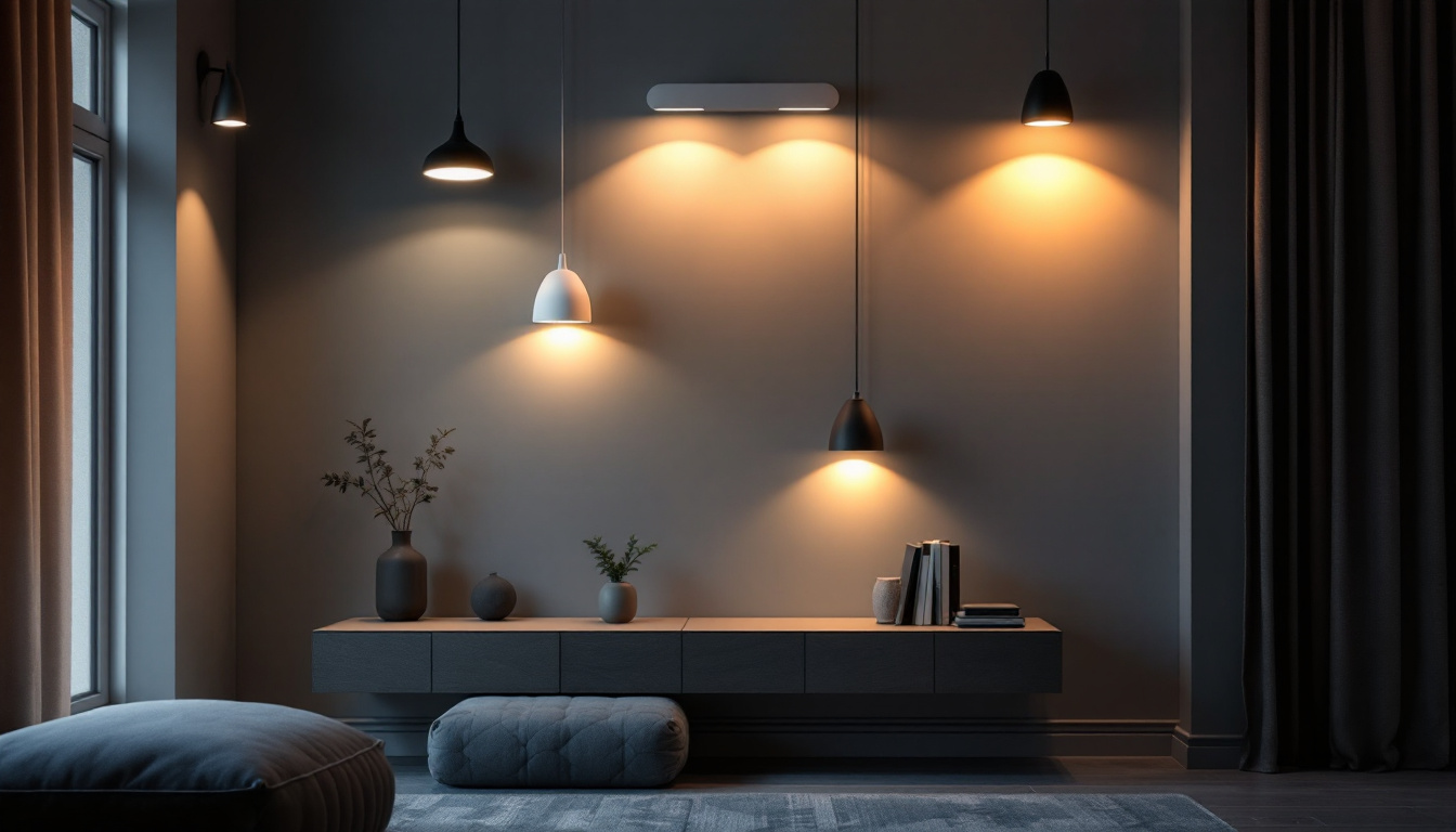 A photograph of a stylishly designed room featuring a variety of wall lighting fixtures that enhance the ambiance