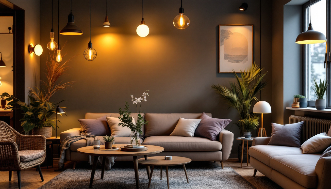 A photograph of a stylish and inviting interior space featuring a variety of affordable light fixtures