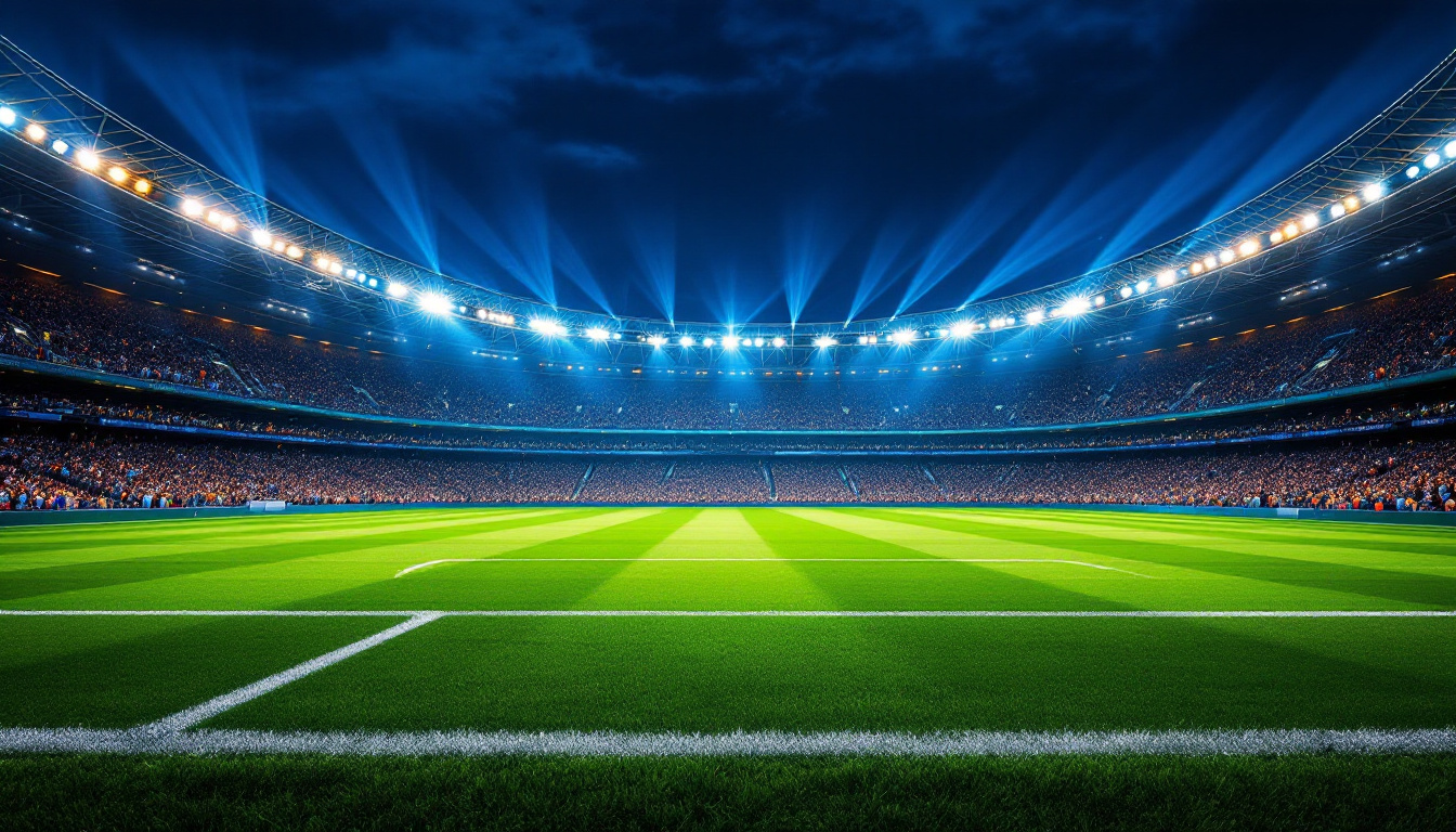 A photograph of a vibrant stadium at night