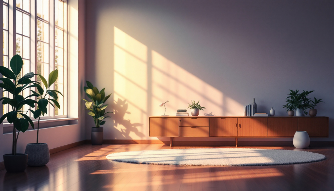 A photograph of a beautifully lit scene showcasing the interplay of natural and artificial lighting