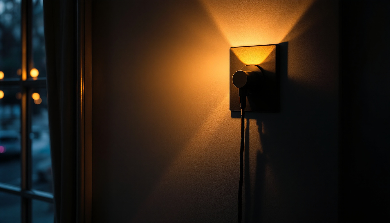 A photograph of a stylish single outlet light fixture illuminating a cozy