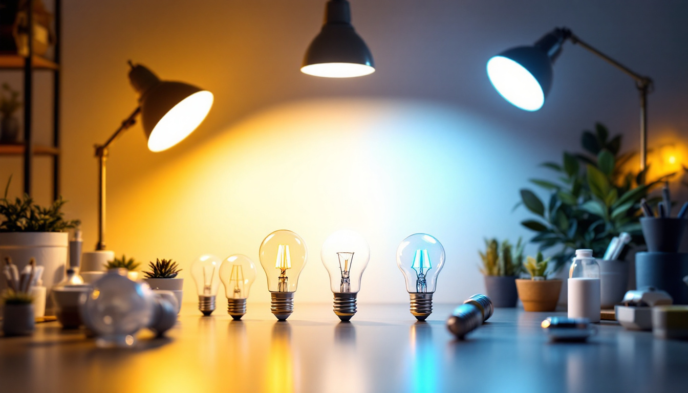 A photograph of a well-lit workspace featuring a variety of led light conversion kits