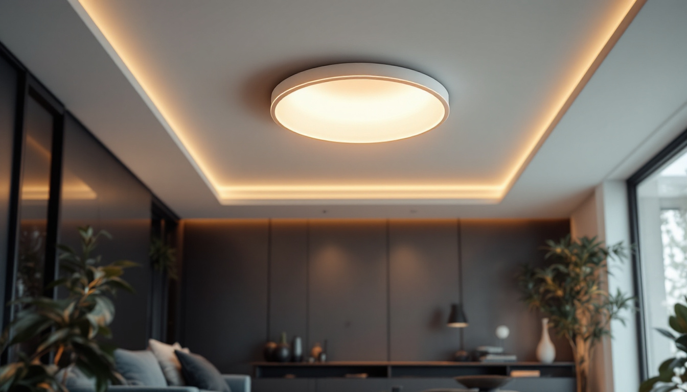 A photograph of a beautifully designed recessed light fixture installed in a stylish living space