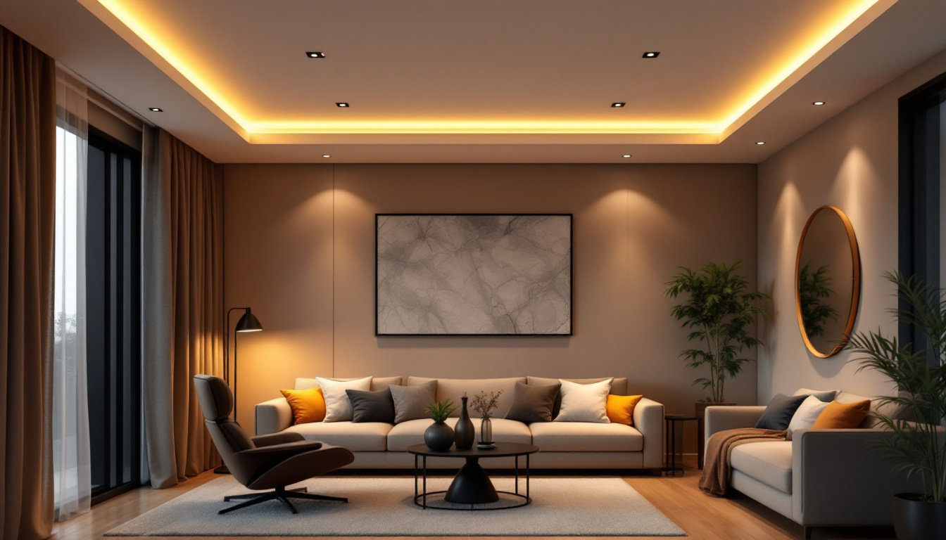 A photograph of a stylishly designed room featuring recessed led lamps
