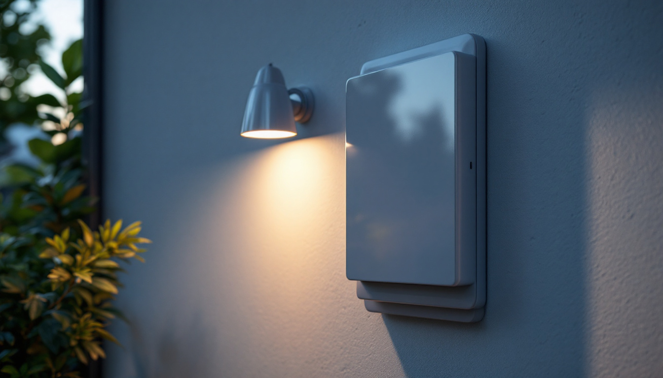 A photograph of a well-installed outside electrical box cover in a residential or commercial setting