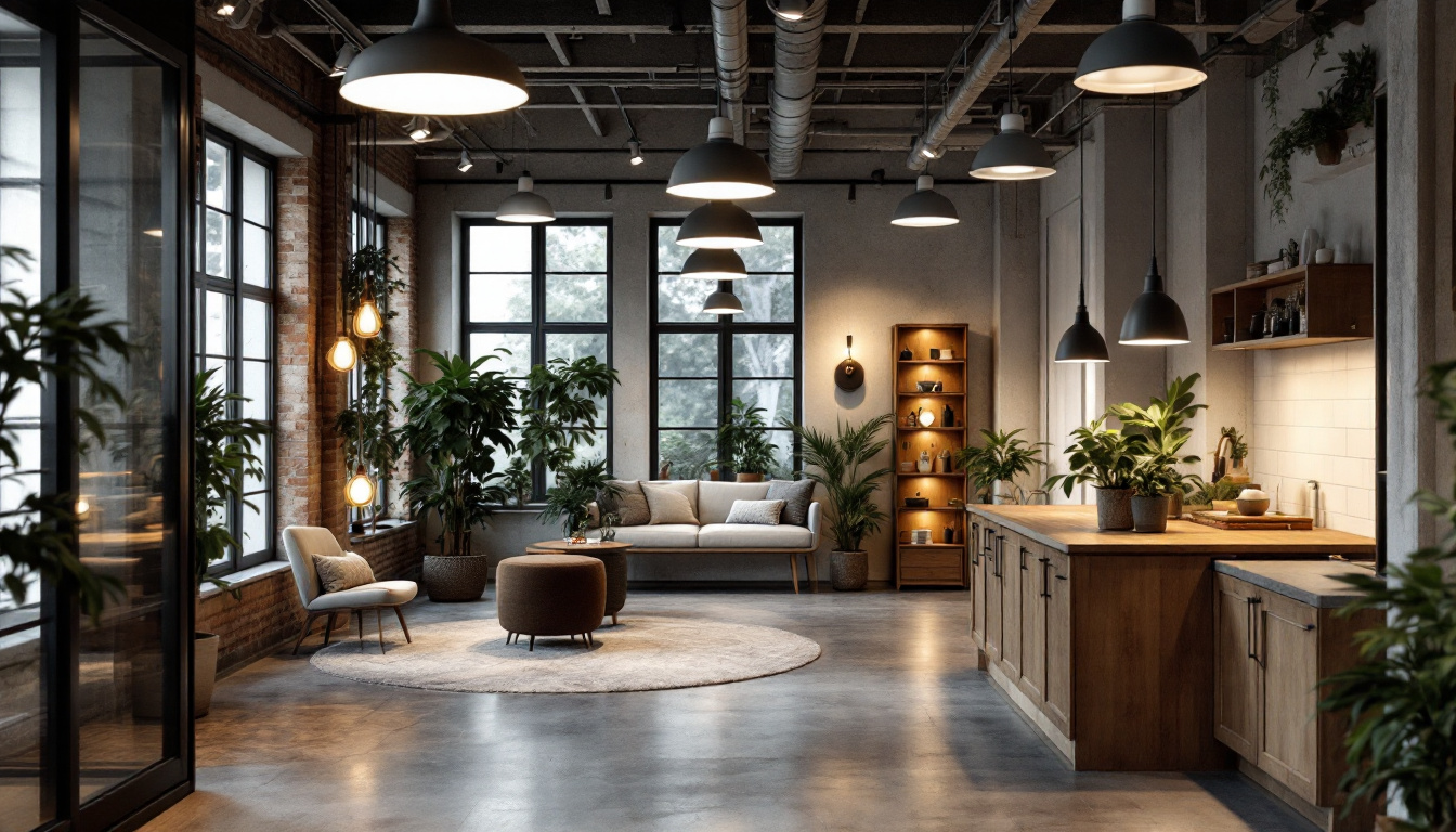 A photograph of a well-lit indoor scene showcasing various types of dlc (designlights consortium) approved lighting fixtures in use