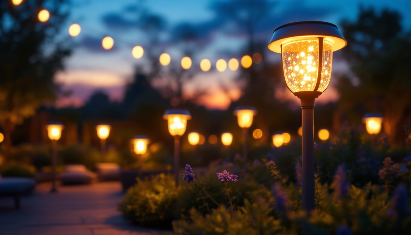 A photograph of a beautifully illuminated outdoor space at dusk