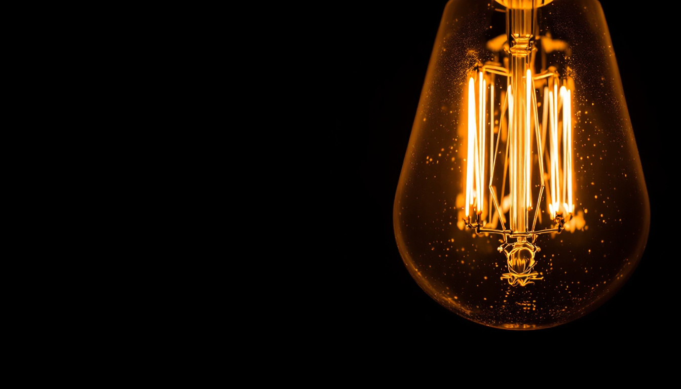 A photograph of a close-up of a glowing light bulb