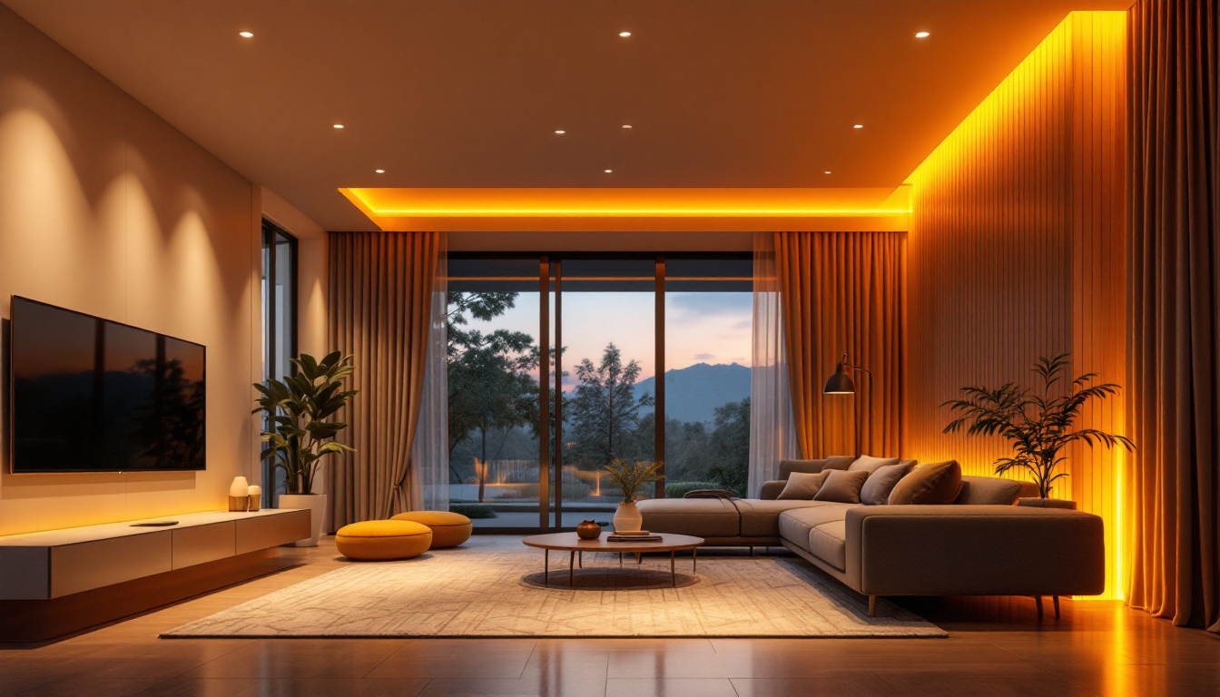 A photograph of a beautifully designed interior space showcasing recessed led lights in action