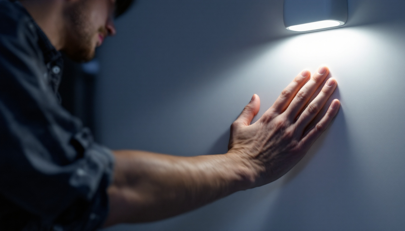 A photograph of a movement-activated light in action