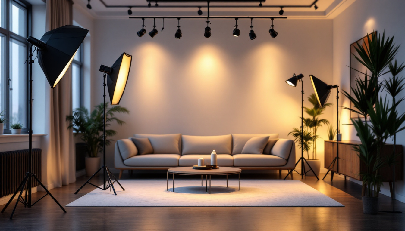 A photograph of a stylishly arranged short track lighting setup in a modern interior