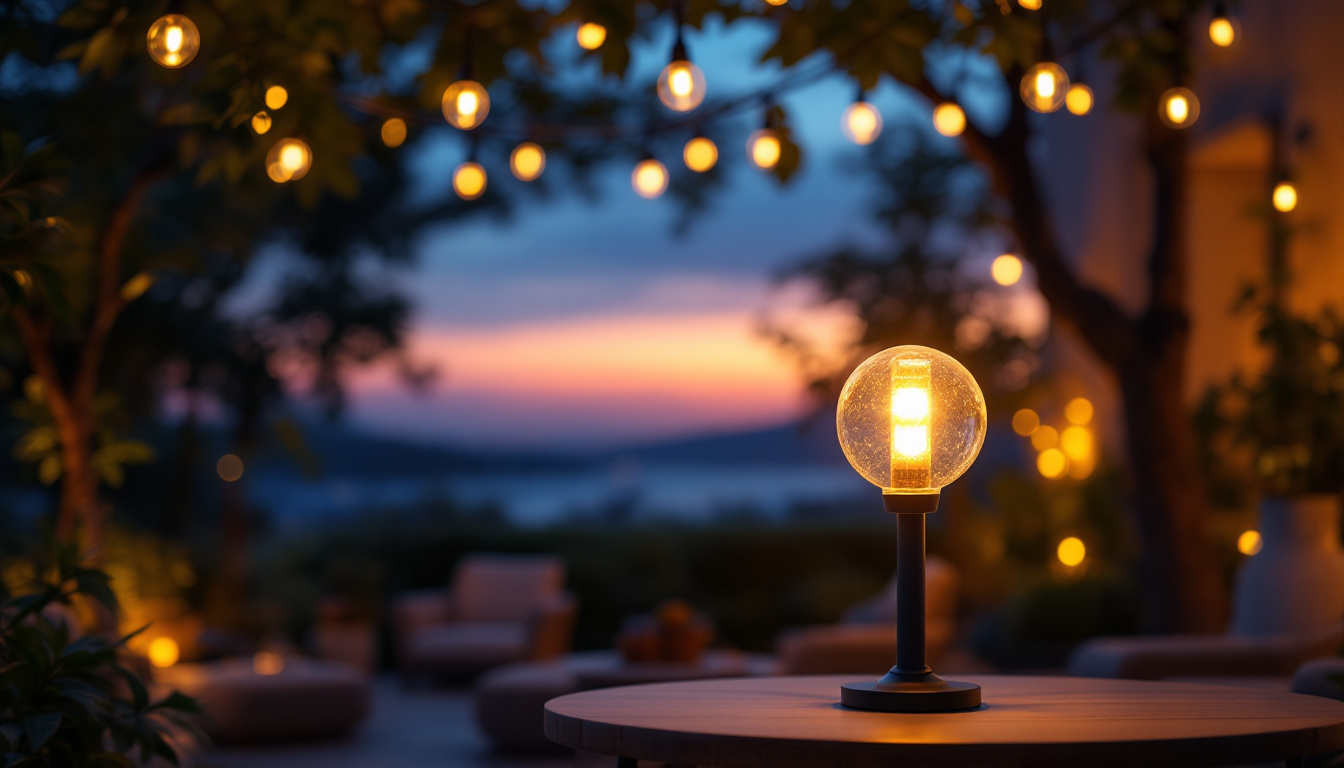 A photograph of a beautifully illuminated outdoor space featuring a stylish led lamp