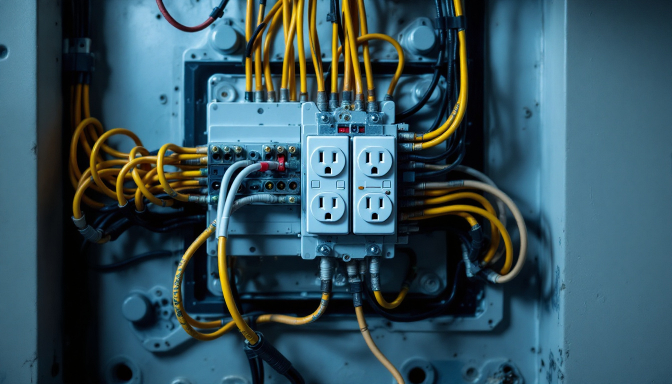 A photograph of a well-organized electrical box with both switches and receptacles installed back-to-back