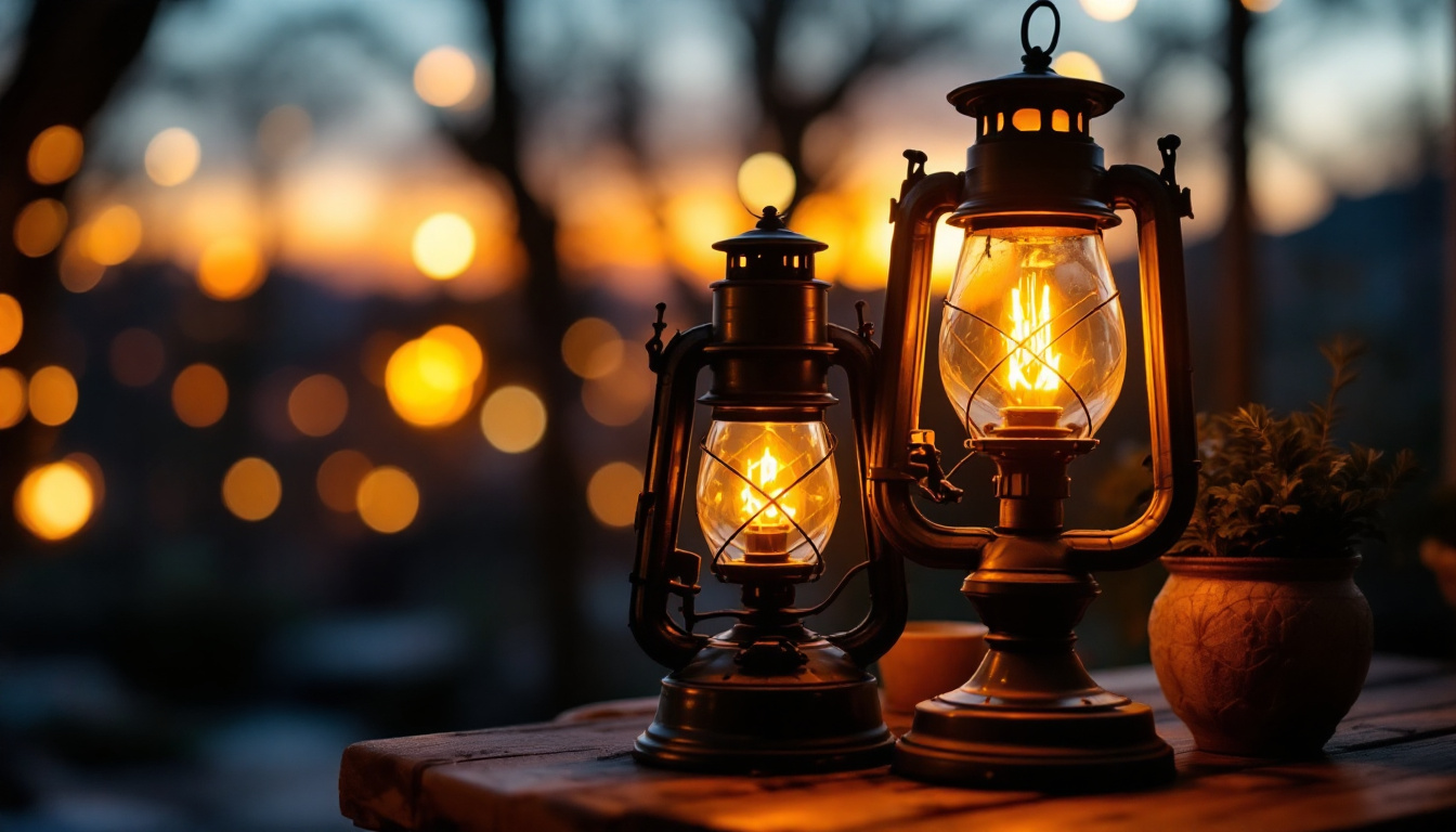 A photograph of a beautifully lit gas lamp in a cozy