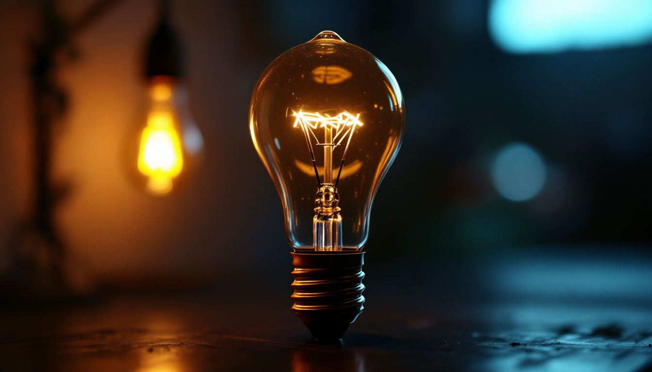 A photograph of a vintage light bulb prototype