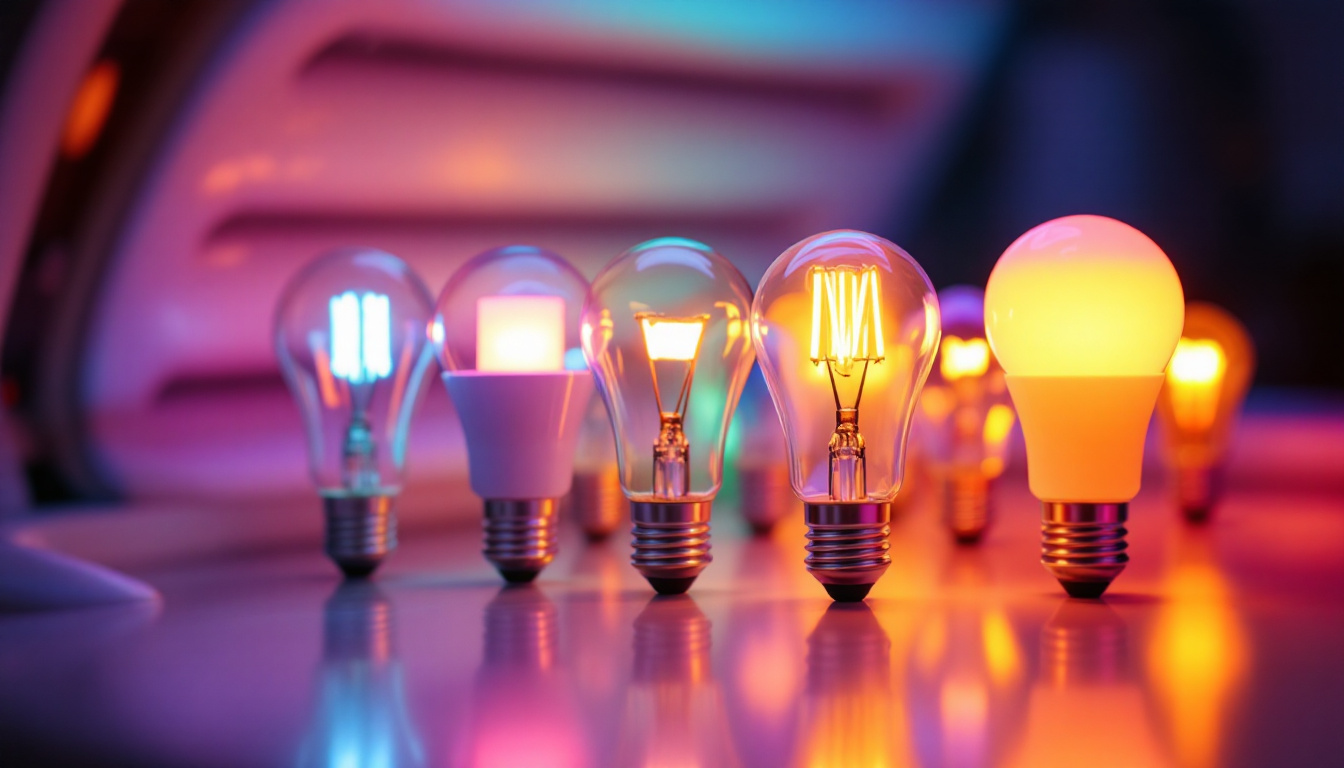 A photograph of a close-up of various tanning bed bulbs illuminated in a soft