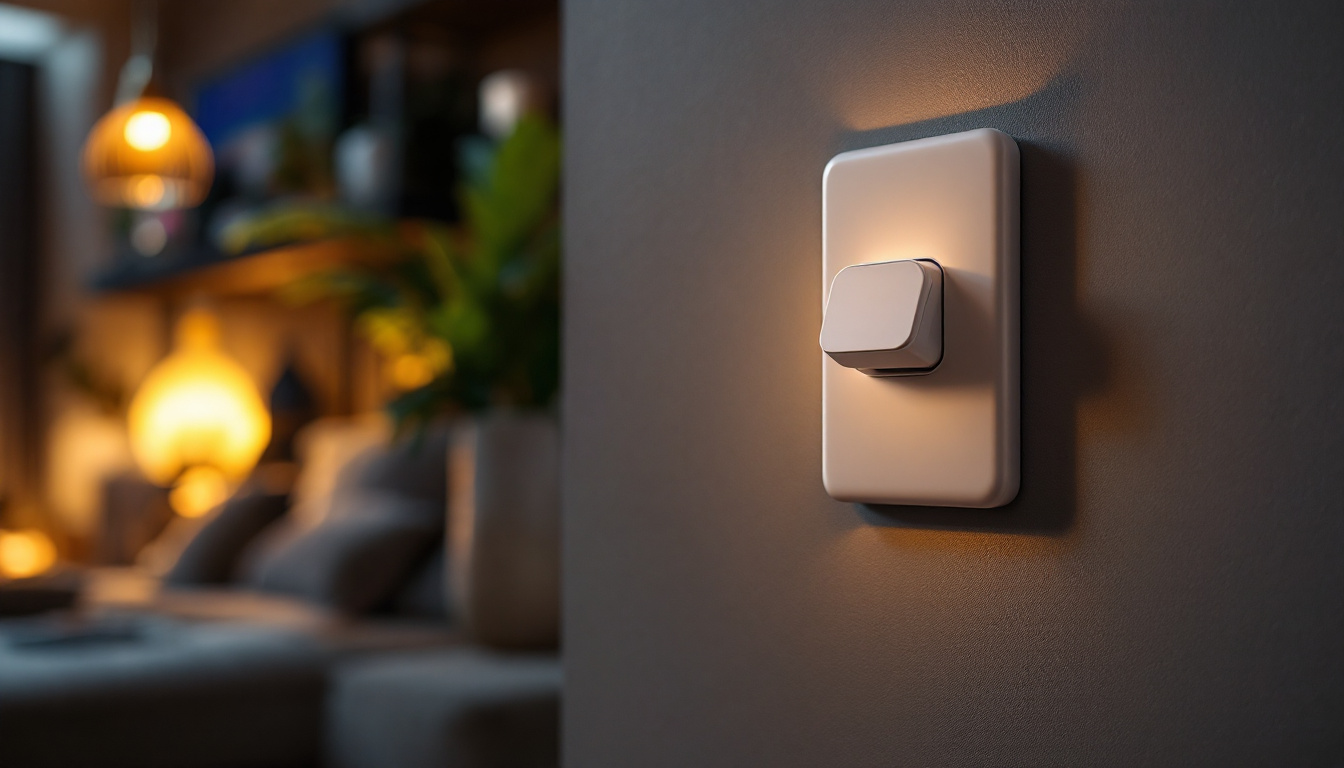 A photograph of a modern electric outlet installed in a stylish interior setting