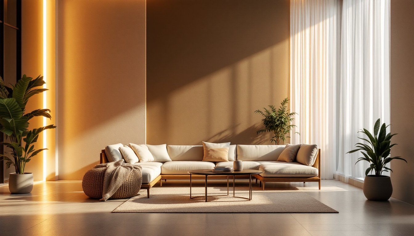 A photograph of a beautifully lit interior space showcasing various lighting techniques