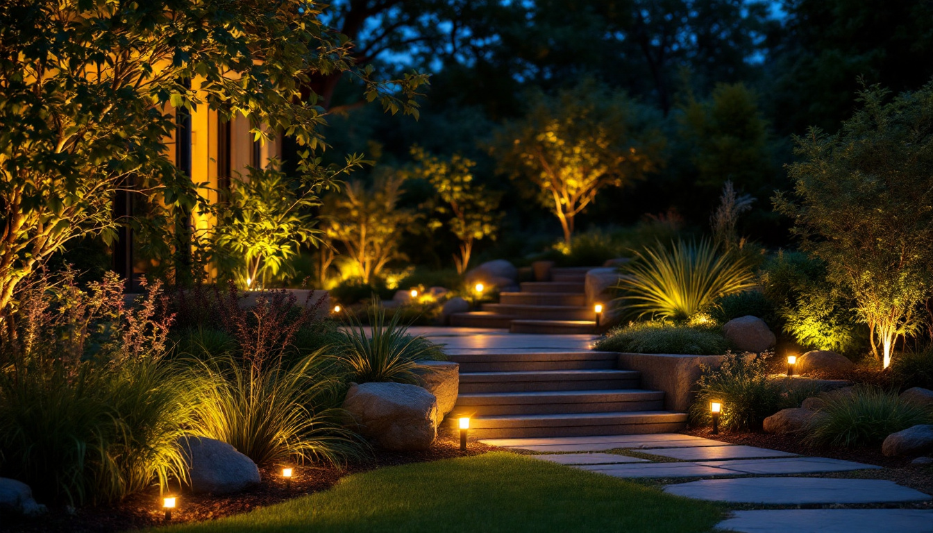 A photograph of a beautifully illuminated outdoor space at dusk
