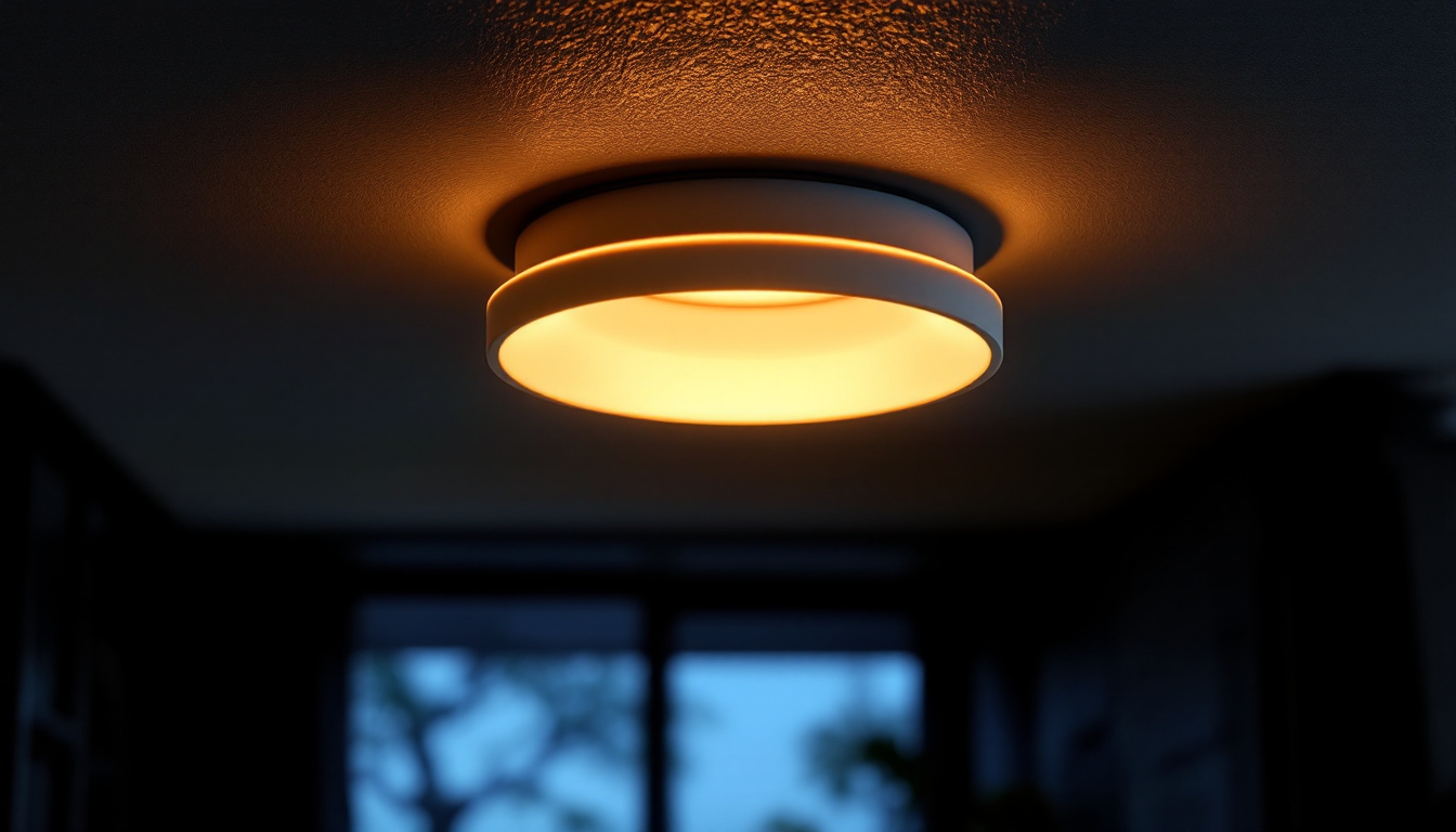 A photograph of a stylishly designed recessed downlight installed in a modern interior setting