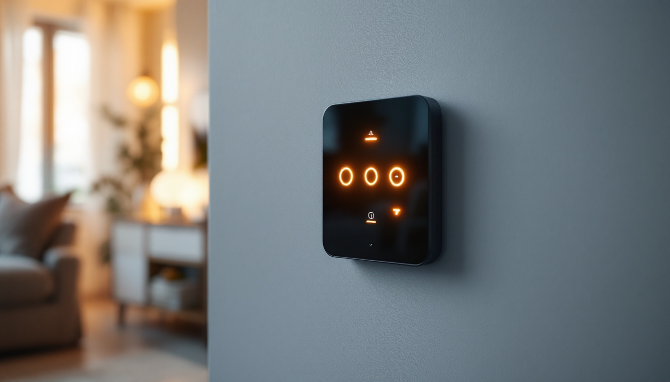 A photograph of a stylishly designed fan control switch in a modern home setting