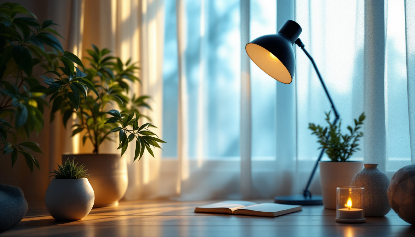 A photograph of a beautifully lit scene that showcases the interplay of natural and artificial light