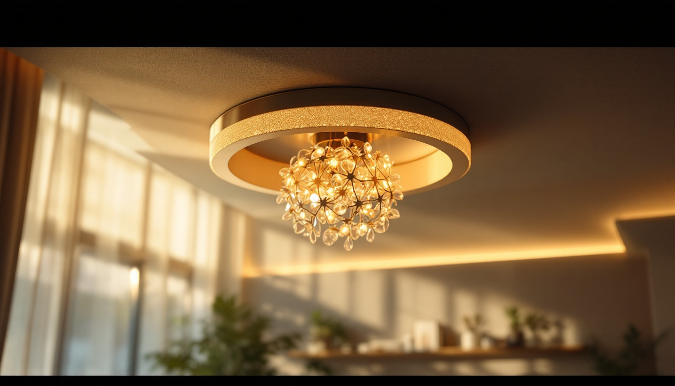 A photograph of a beautifully designed ceiling fixture in a well-lit room
