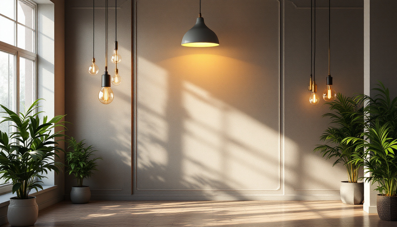 A photograph of a beautifully lit indoor space showcasing various styles of lighting fixtures
