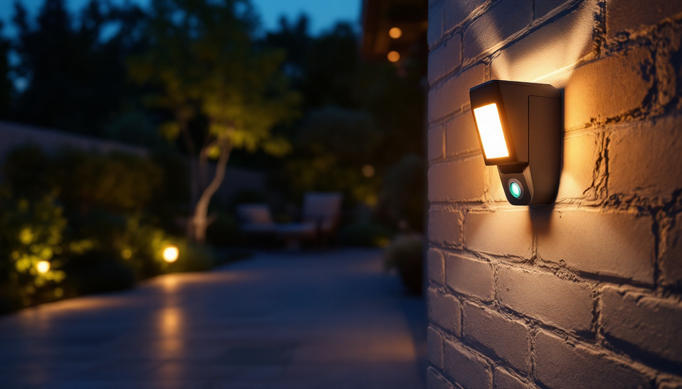 A photograph of a beautifully illuminated outdoor space at dusk