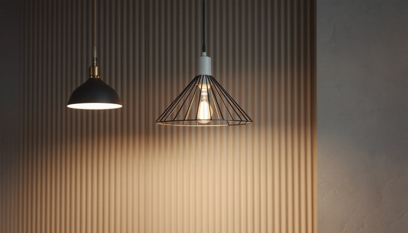A photograph of a stylishly designed interior featuring a modern light fixture that highlights current trends in lighting design