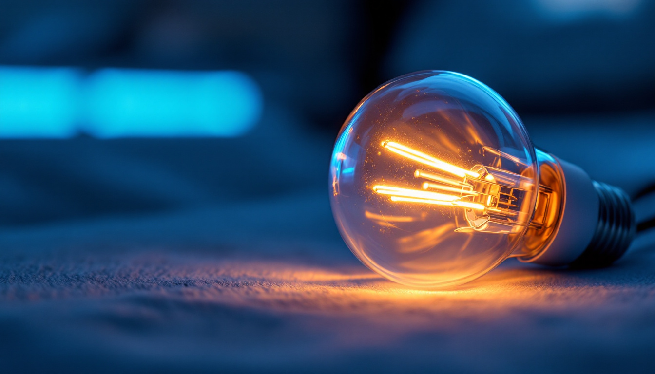A photograph of a close-up shot of a tanning bed bulb glowing brightly