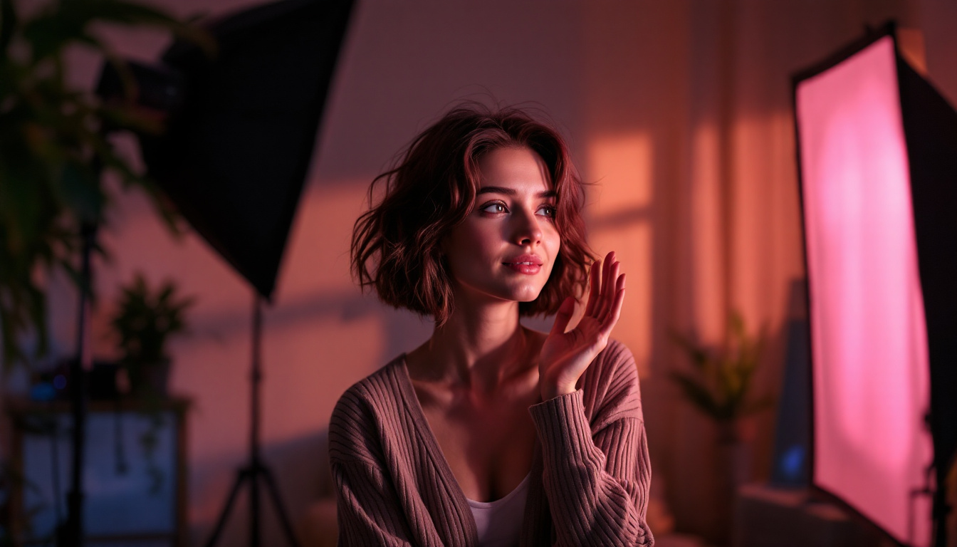 A photograph of a well-lit scene showcasing various lighting setups