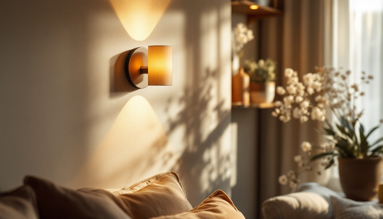 A photograph of a stylishly arranged wall sconce in a cozy