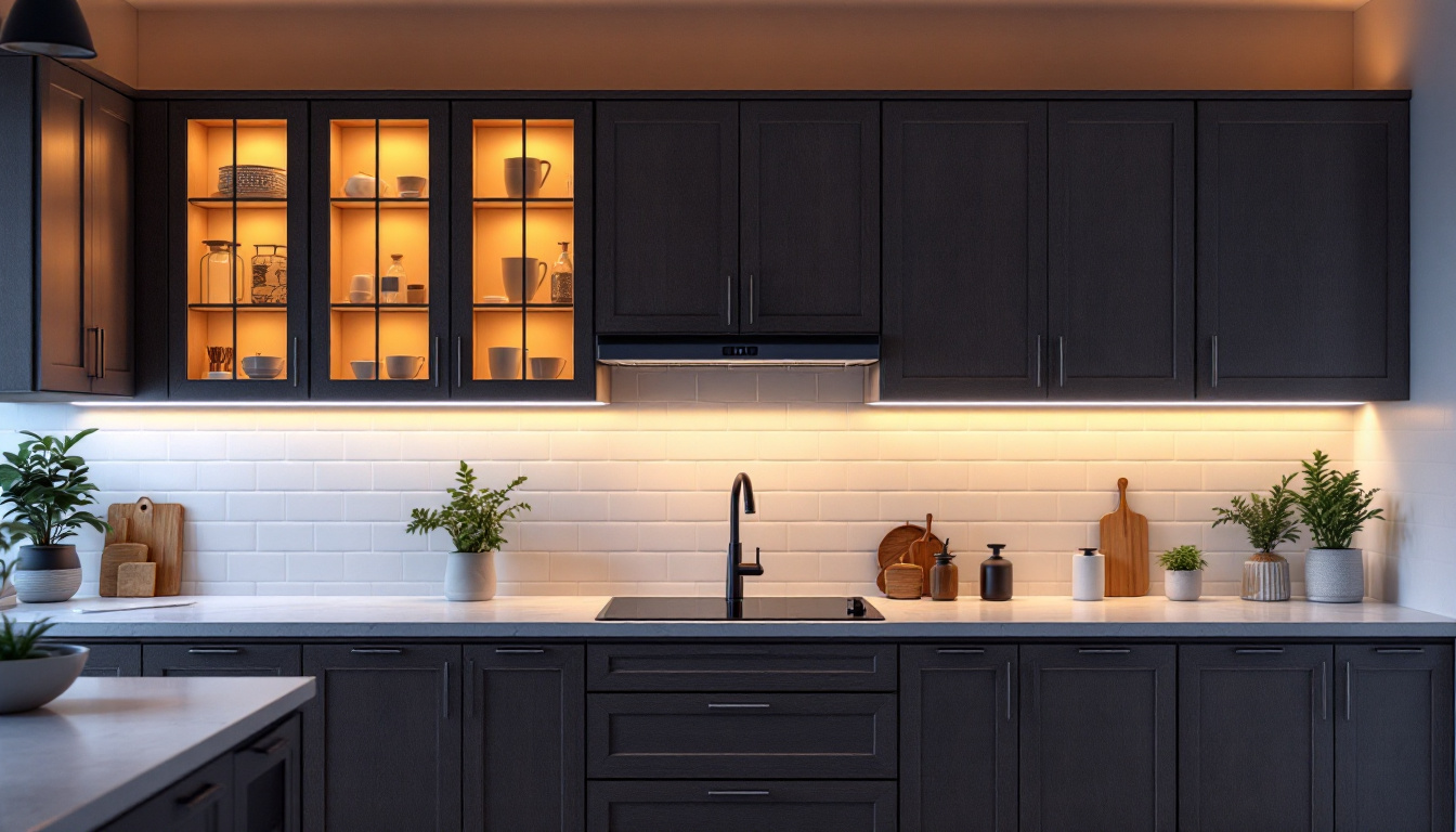 A photograph of a modern kitchen showcasing various styles of under cabinet lighting