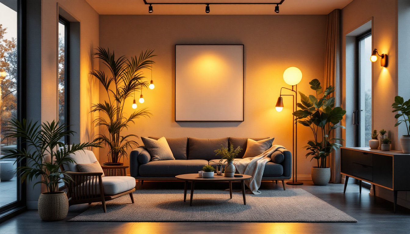 A photograph of a well-lit interior space showcasing maxlite bulbs in various fixtures